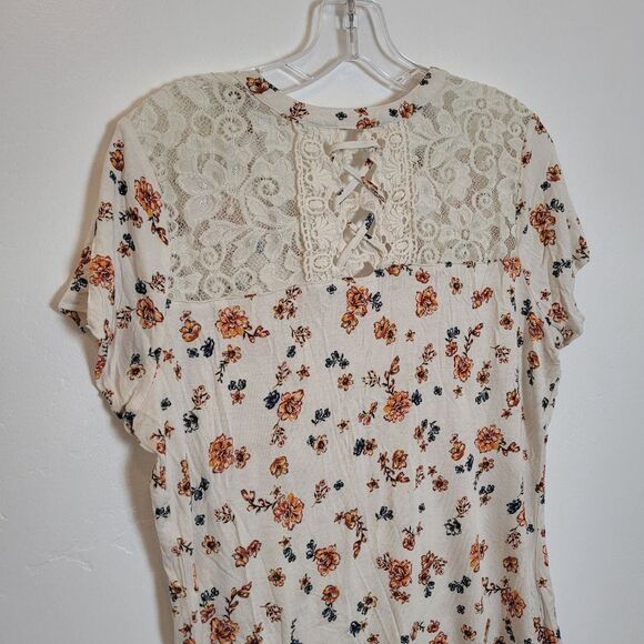 Floral Corset Pullover Blouse Lace Indie Festival Bohemian Summer Junior's XL - Picture 8 of 9
